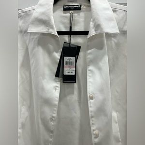 Women’s white fitted Karl Lagerfeld button up dress shirt - size 10